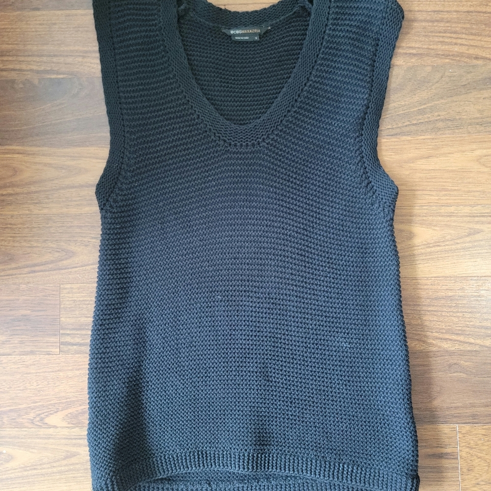 BCBG Max Azria, Pullover Sweater Vest, Navy, Size S
